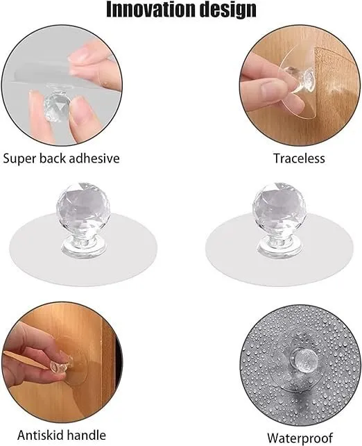 Diamond Hooks Self Adhesive Drawer Hook Pull Push Hook Drawer Cabinet Hook image 4