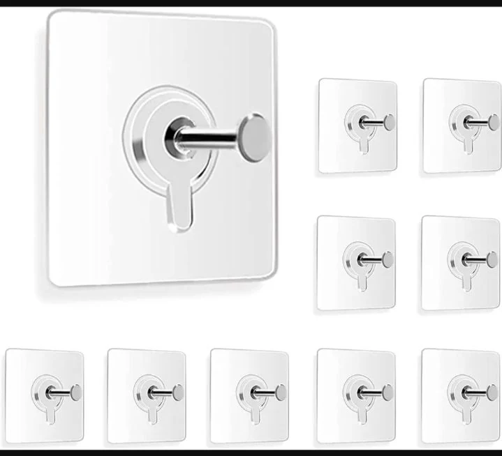 10 Pc Transparent Stainless Steel Photo Frame Hooks for Wall Without Drilling