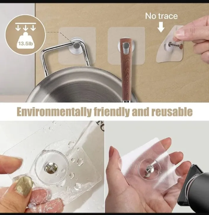 10 Pc Transparent Stainless Steel Photo Frame Hooks for Wall Without Drilling image 4