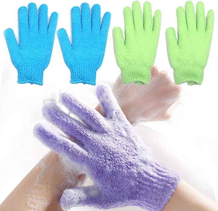 Exfoliating Gloves Mitt Shower Scrub Gloves Fingers Bath 1 Pcs image 4