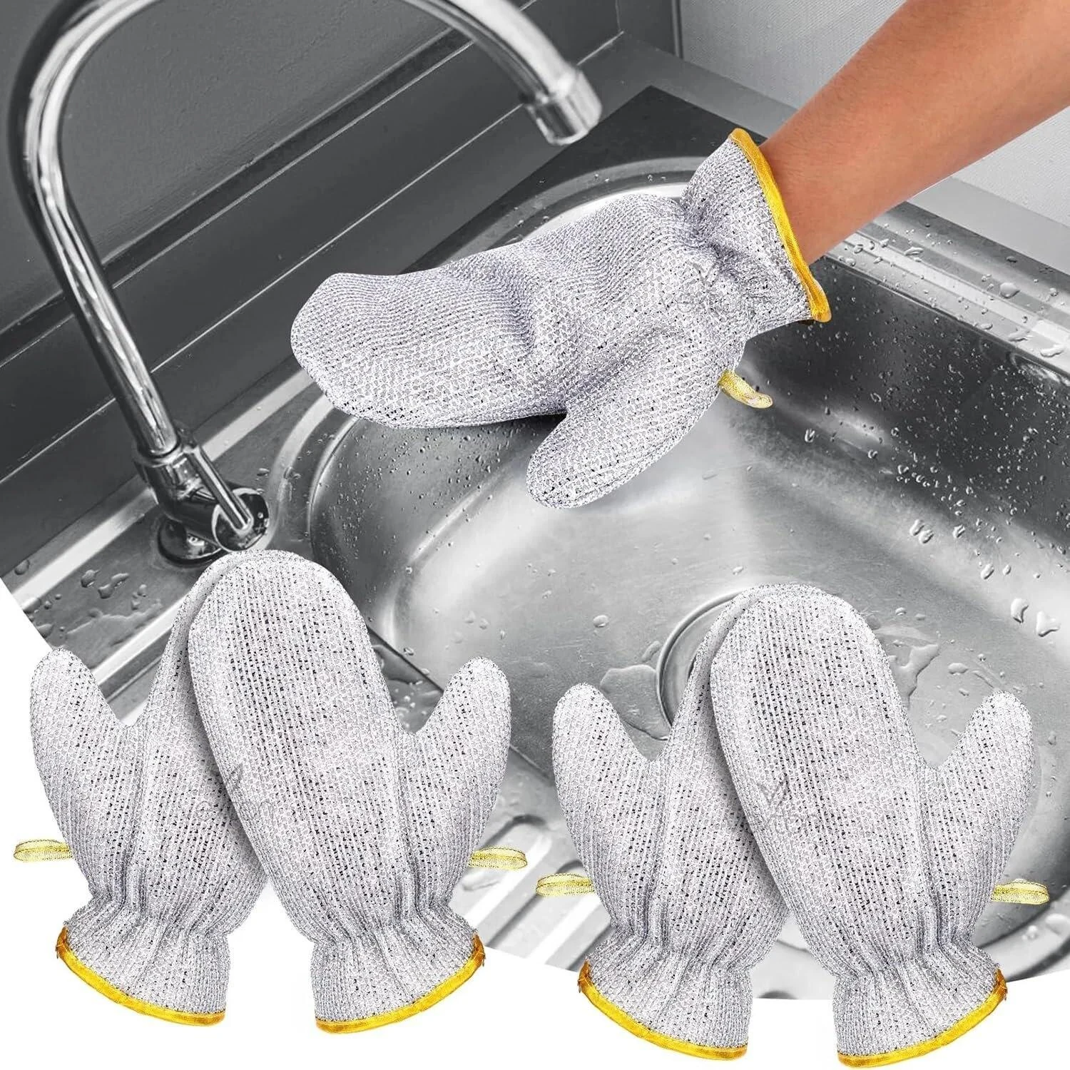 Multifunction Dish Washing Cleaning Gloves with Scrubber