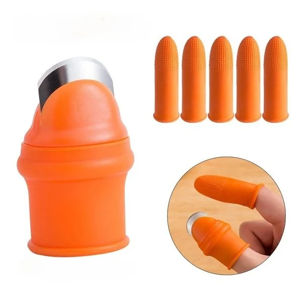 Silicone Thumb Cutter with 5 Finger Protectors, Plant Leaf Scissors and Garden Gloves image 3