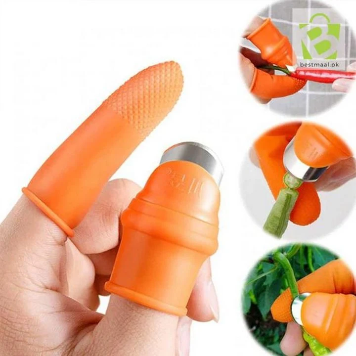 Silicone Thumb Cutter with 5 Finger Protectors, Plant Leaf Scissors and Garden Gloves image 2