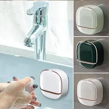 Soap Holder With Lid Drain Soap Box Punch Free Flip Top Soap Dish image 7