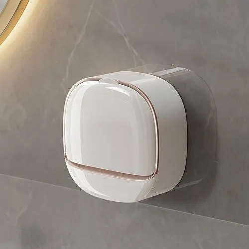 Soap Holder With Lid Drain Soap Box Punch Free Flip Top Soap Dish image 6