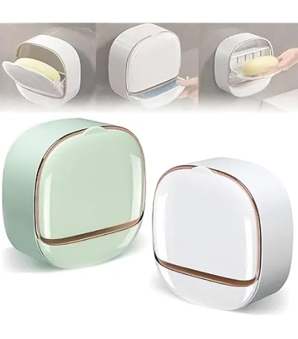 Soap Holder With Lid Drain Soap Box Punch Free Flip Top Soap Dish image 3
