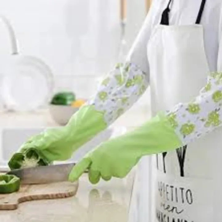 Dishwashing Cleaning Rubber Gloves Non Slip Waterproof Kitchen Gloves image 2