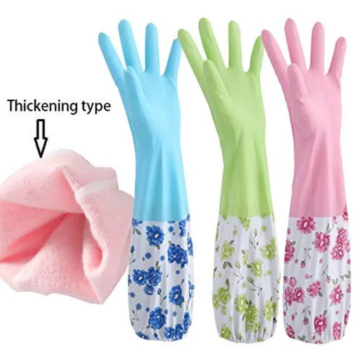 Dishwashing Cleaning Rubber Gloves Non Slip Waterproof Kitchen Gloves image 5