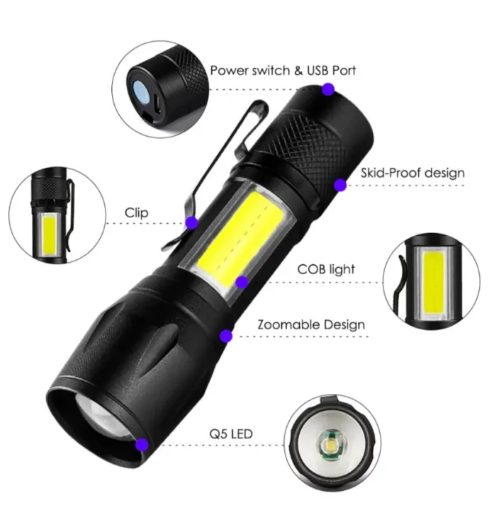 USB Rechargeable Zooming Mini LED Flashlight image 2