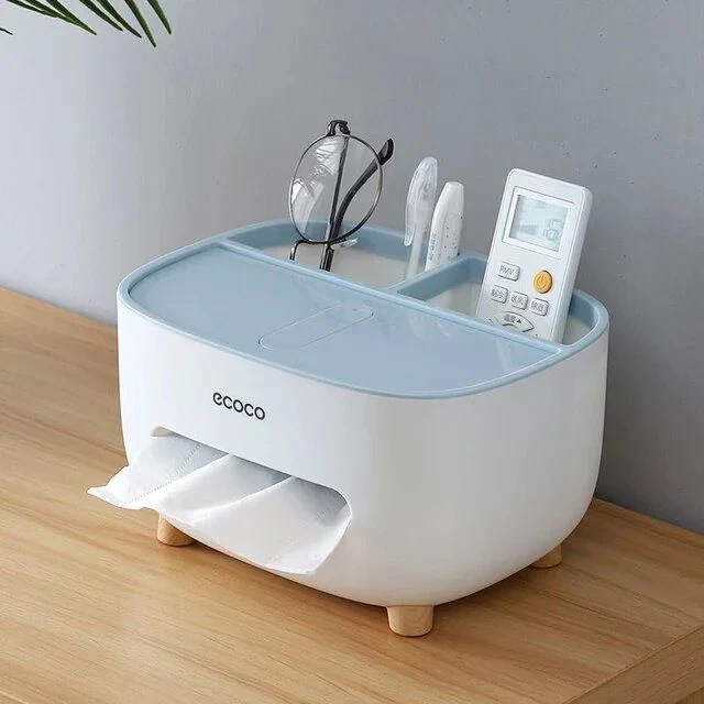 VETCS Multifunction Rectangular Tissue Box Holder with Storage Organizer image 5