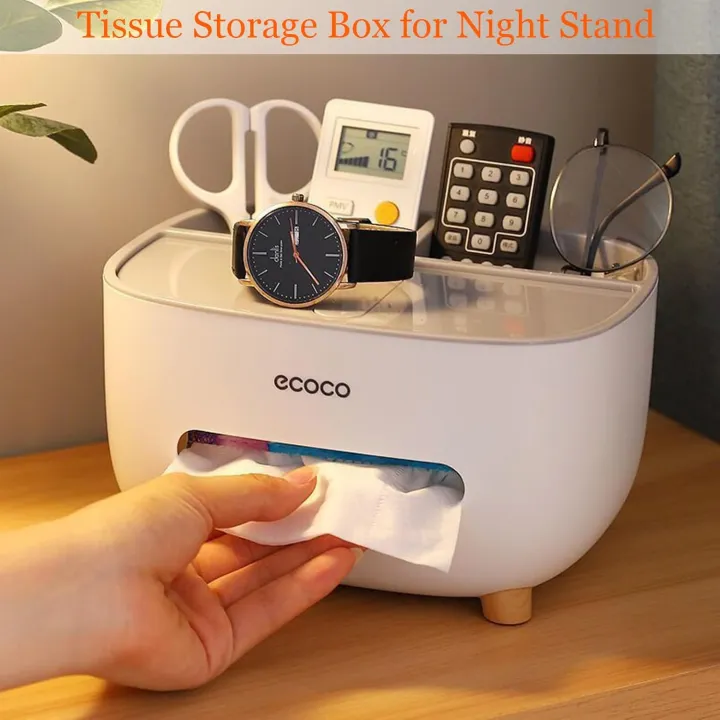 VETCS Multifunction Rectangular Tissue Box Holder with Storage Organizer image 4