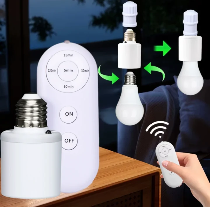Smart Wireless Remote Control Lamp Holder with Timer Function Universal image 7