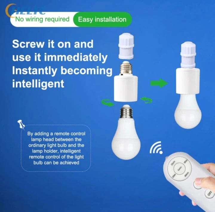 Smart Wireless Remote Control Lamp Holder with Timer Function Universal image 6