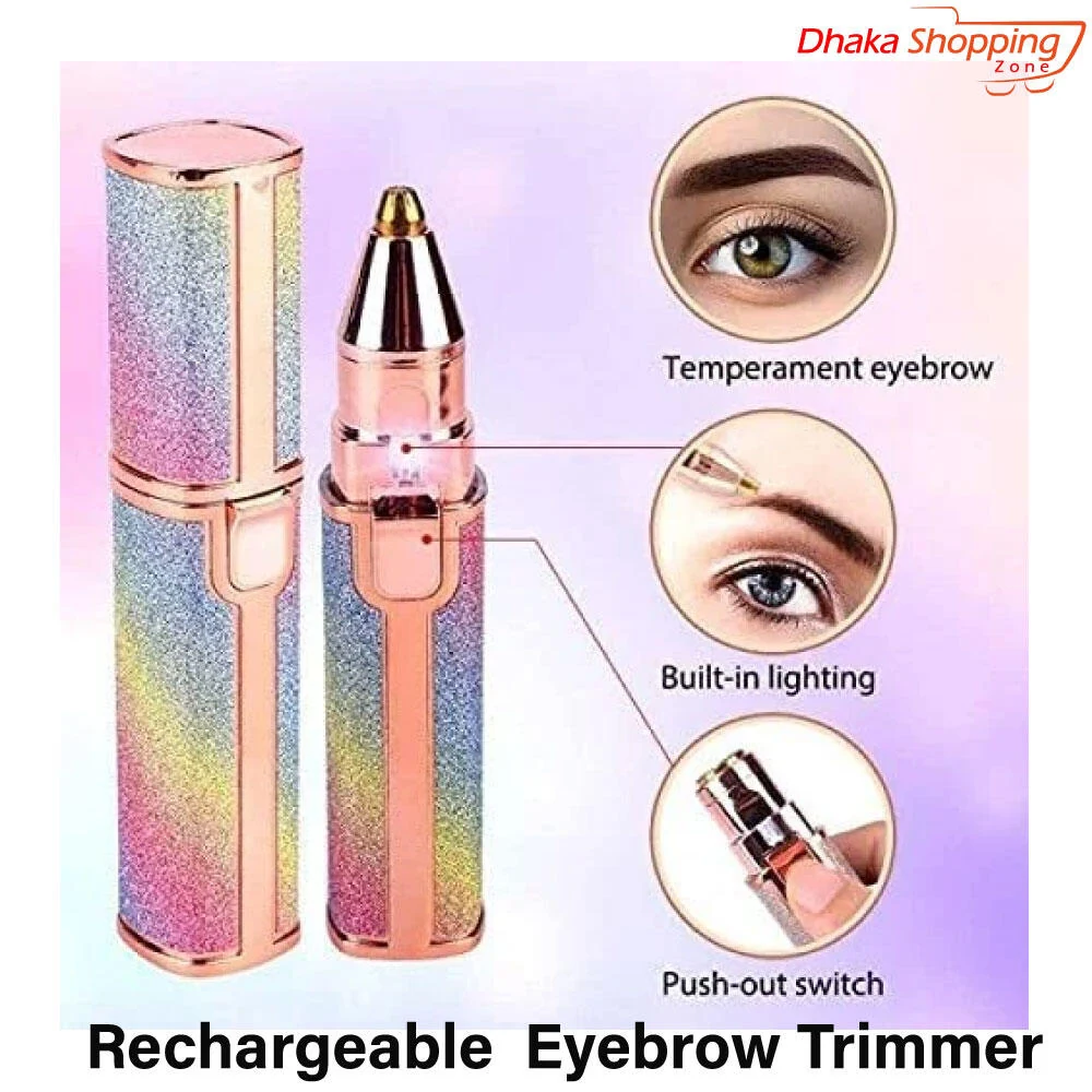 2 in 1 Rechargeable Eyebrow Trimmer for Women with Replaceable Heads, LED Light and Indicator, Rainbow Cyclone