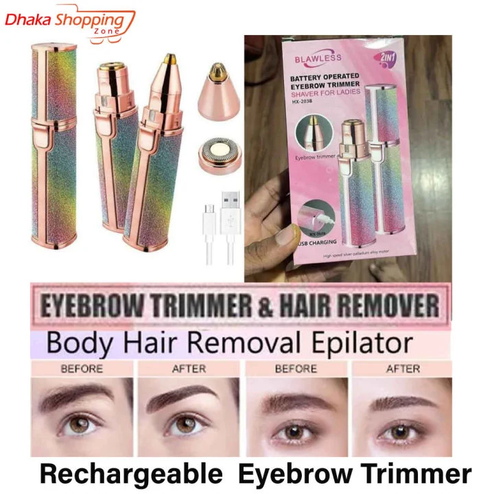 2 in 1 Rechargeable Eyebrow Trimmer for Women with Replaceable Heads, LED Light and Indicator, Rainbow Cyclone image 5