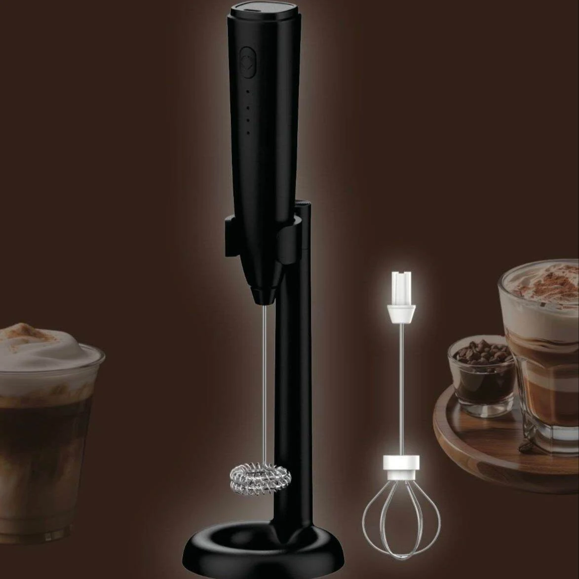 Prestige Electric Milk Frother Handheld Mixer Foamer Coffee Maker Black image 2