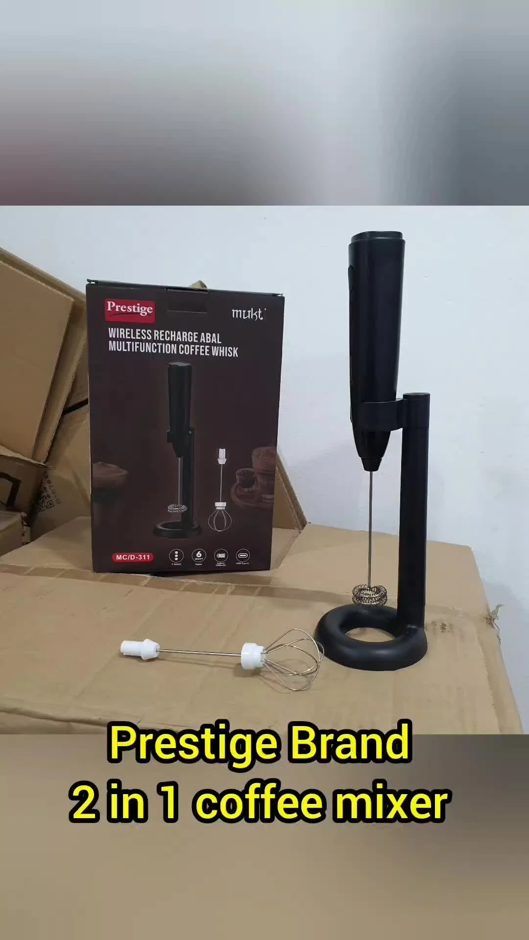 Prestige Electric Milk Frother Handheld Mixer Foamer Coffee Maker Black image 6