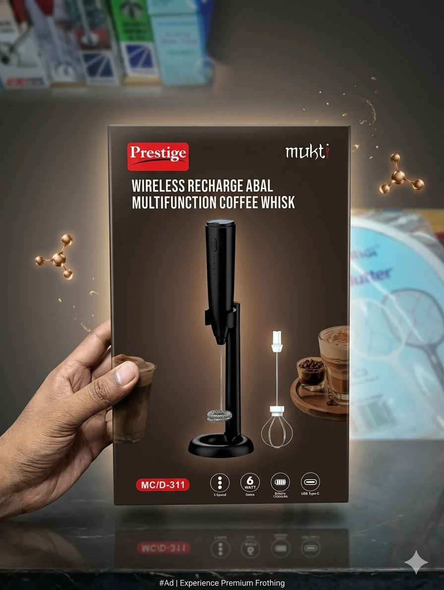 Prestige Electric Milk Frother Handheld Mixer Foamer Coffee Maker Black image 4