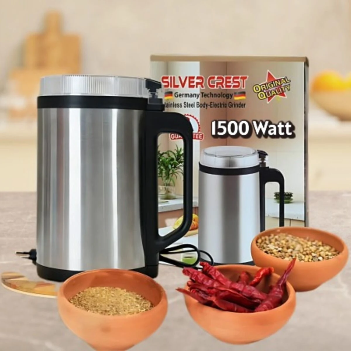 Silver Crest Stainless Steel Electric Mini Grinder 1500 Watt