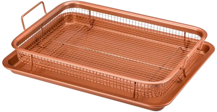 Copper Crisper Tray Frying Baking Pan Non Stick French Fries Basket image 3