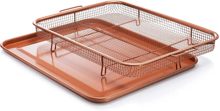 Copper Crisper Tray Frying Baking Pan Non Stick French Fries Basket image 4