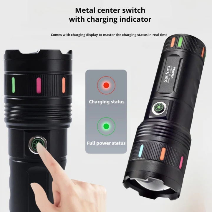 SANFORD Aluminum Alloy High Power Super Bright Four Modes LED Flashlight Torchlight image 7