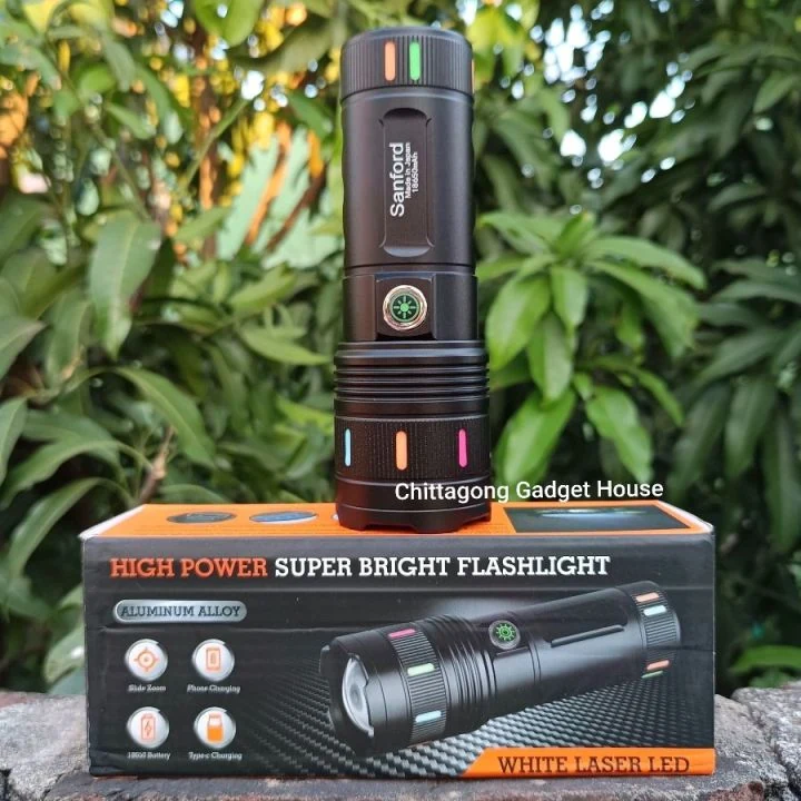 SANFORD Aluminum Alloy High Power Super Bright Four Modes LED Flashlight Torchlight image 5