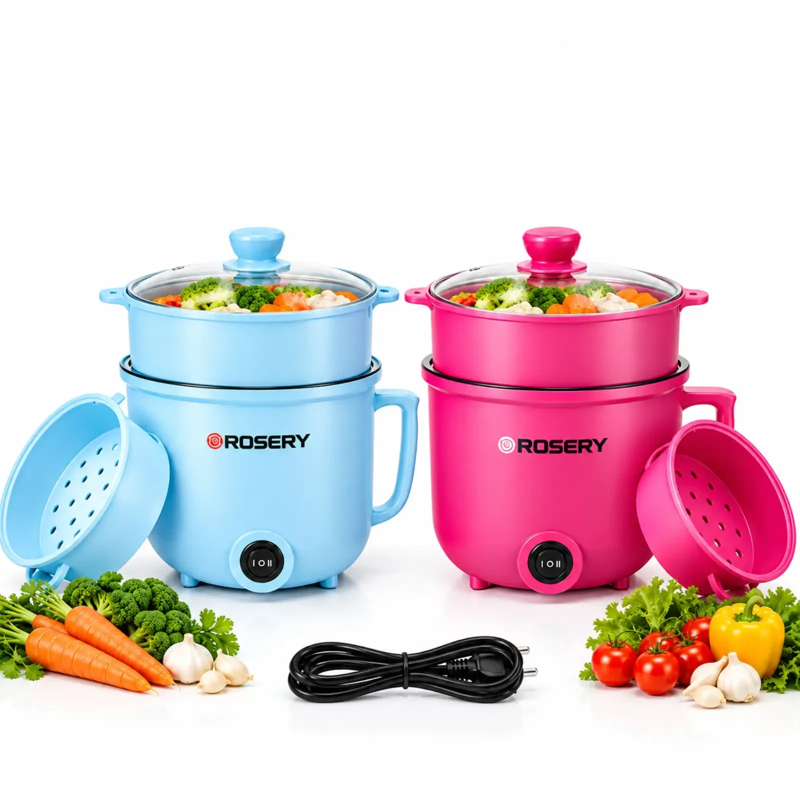 ROSERY Multifunctional Cooker 2.2L 1200W Electric Cooker with Steaming Function