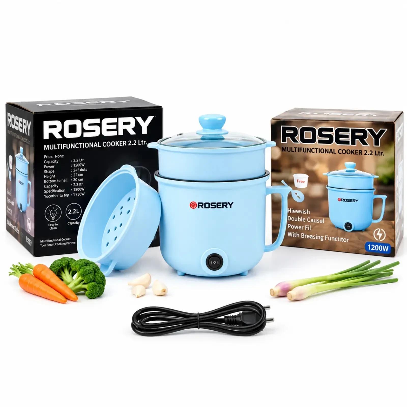 ROSERY Multifunctional Cooker 2.2L  1200W Electric Cooker with Steaming Function image 3