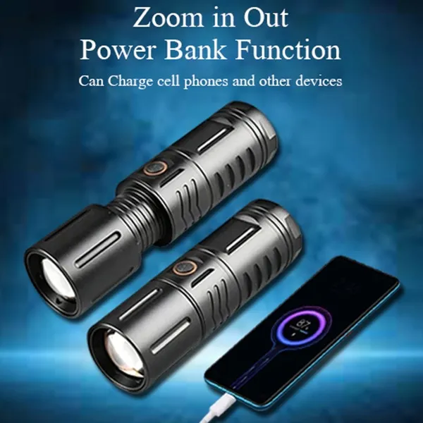 T40 High Power Zoomable LED Flashlight USB Rechargeable image 4