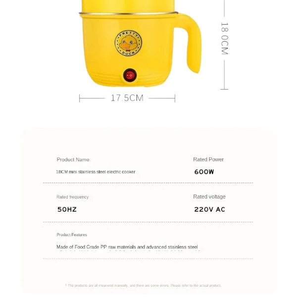 Small Yellow Duck Mini Non-Stick Electric Cooking Pot image 3