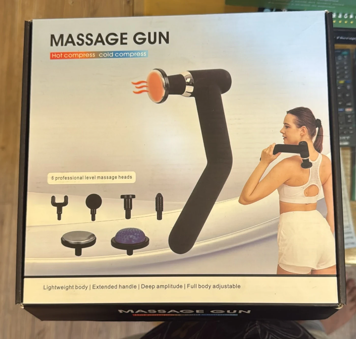 Hot & Cold Compress Massage Gun with Extended Long Handle (6 Professional Heads)