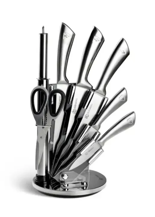 Stainless Steel Premium 8 Pcs Kitchen Knife Set with Rotating Black Stand image 5