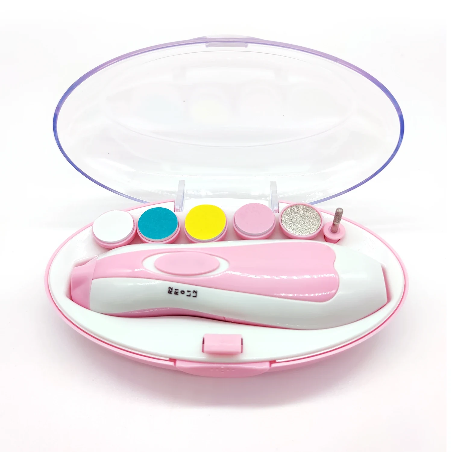 Electric Baby Nail File Nail Clipper and Nail Scissors Set Blue Pink