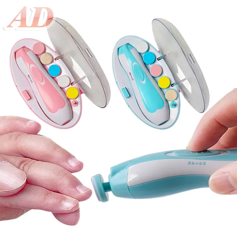 Electric Baby Nail File Nail Clipper and Nail Scissors Set Blue Pink image 3