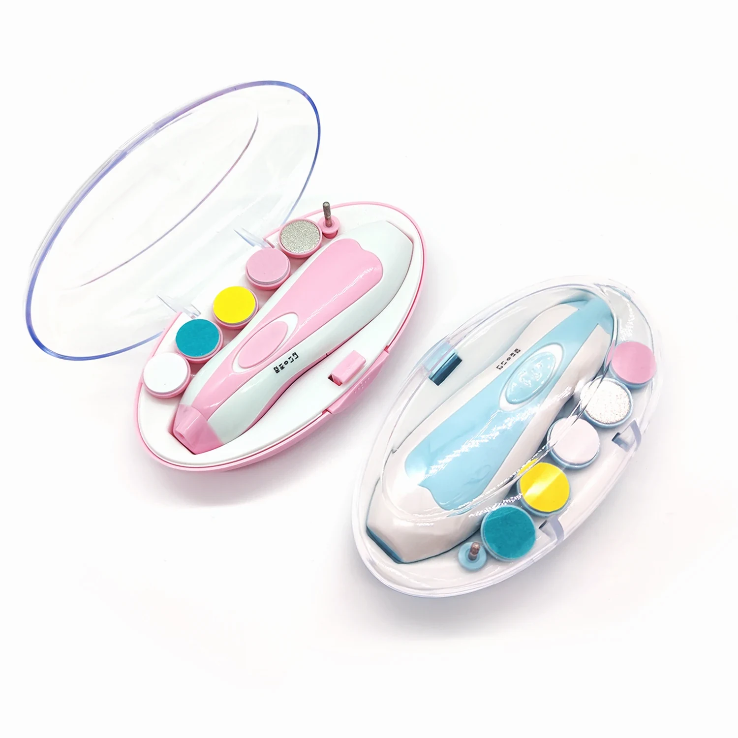 Electric Baby Nail File Nail Clipper and Nail Scissors Set Blue Pink image 4