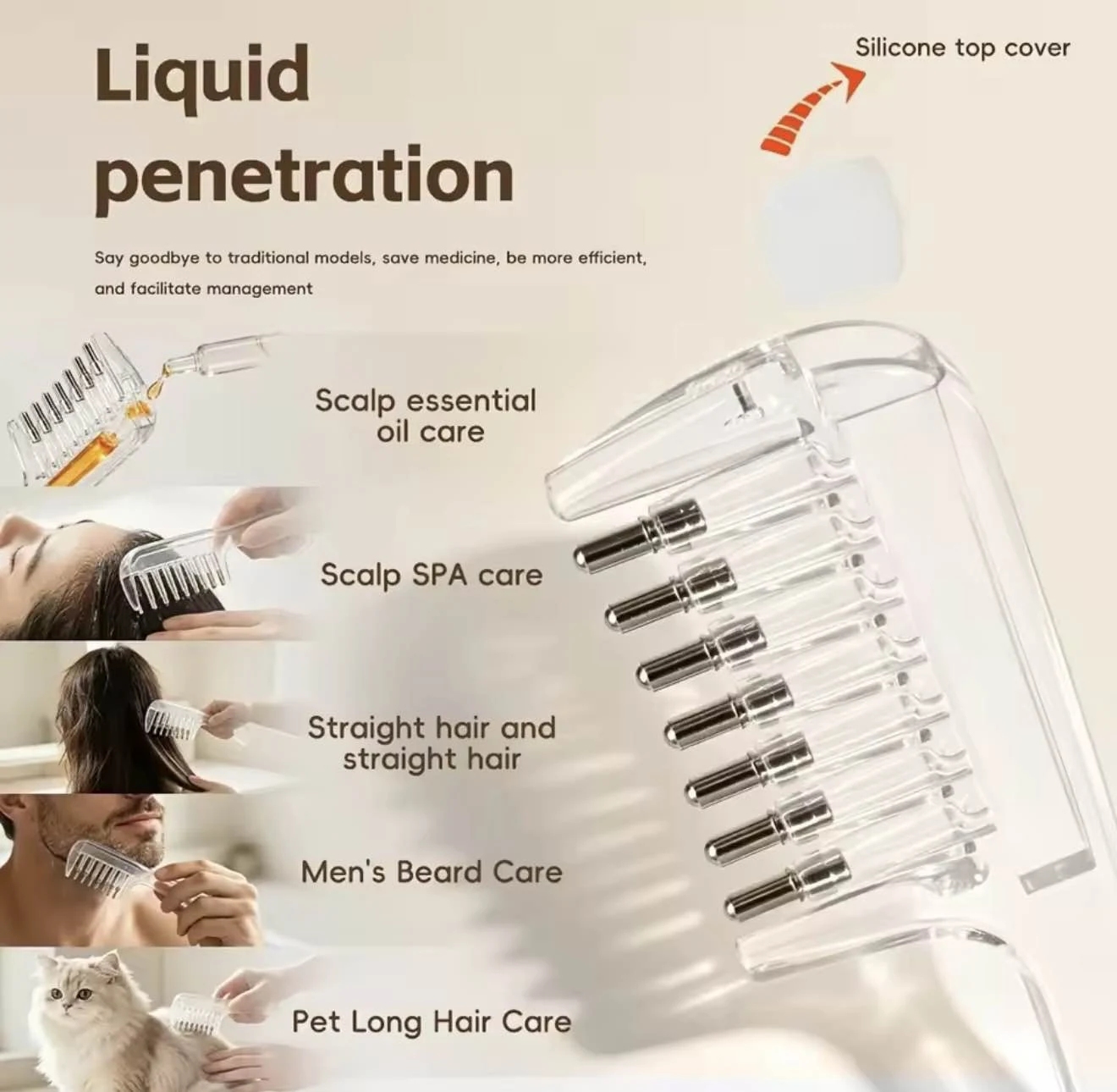Transparent Refillable Essential Oil Hair Comb Applicator image 5