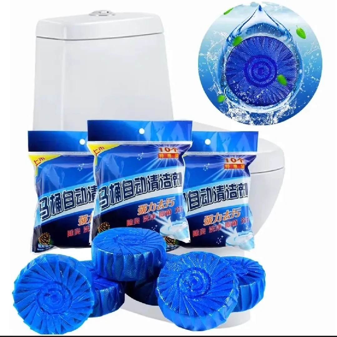 Automatic Toilet Cleaning Tablets Blue Bubble Freshener 10pcs