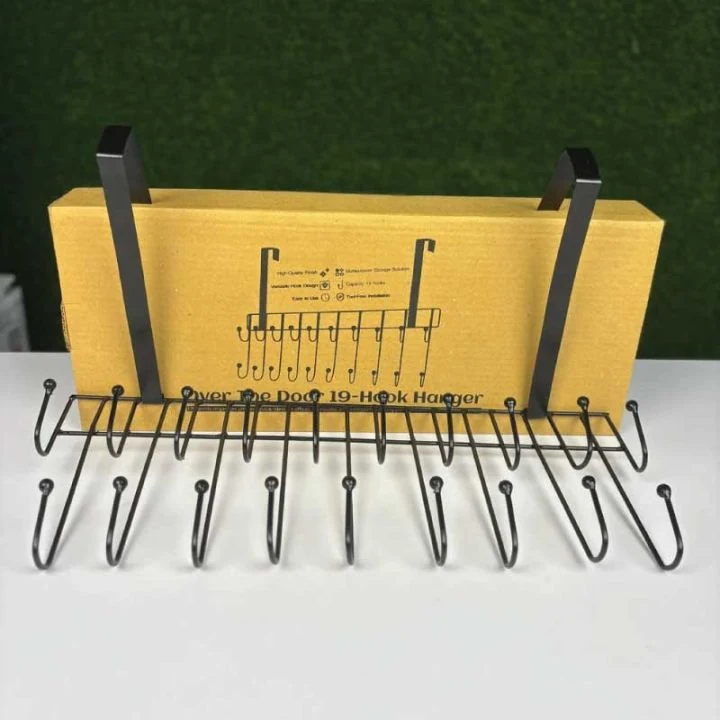 Over the Door Hanging 19 Hook Rack | Multi Hanger for Clothes, Bags and Towels image 4