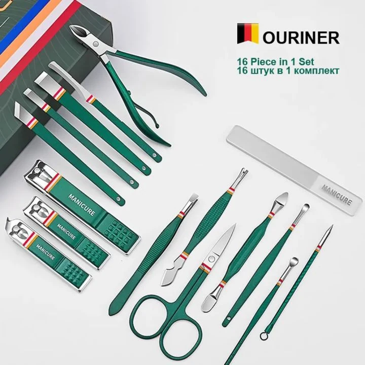 16pcs Stainless Steel Nail Cutter Set with Folding PU Bag image 8
