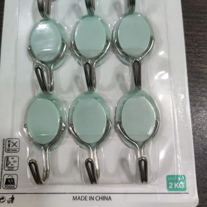 Adhesive Wall Hooks Strong Self Adhesive Hanger Set 2kg Capacity Reusable Plastic and Metal Hooks for Kitchen Bathroom a image 3