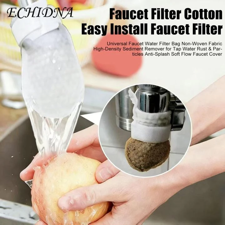 20 pcs Universal Faucet Filter Cotton Bag, Anti Splash Non Woven Tap Water Filter image 3