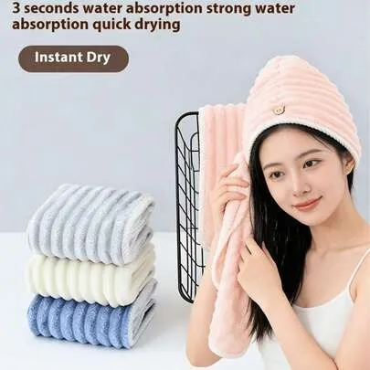 Microfiber Hair Towel Wrap for Women Quick Dry Coral Velvet Hair Cap image 3