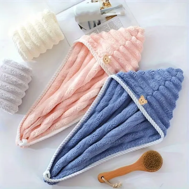 Microfiber Hair Towel Wrap for Women Quick Dry Coral Velvet Hair Cap image 4