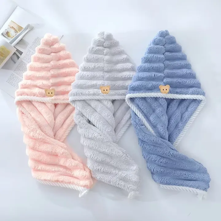 Microfiber Hair Towel Wrap for Women Quick Dry Coral Velvet Hair Cap