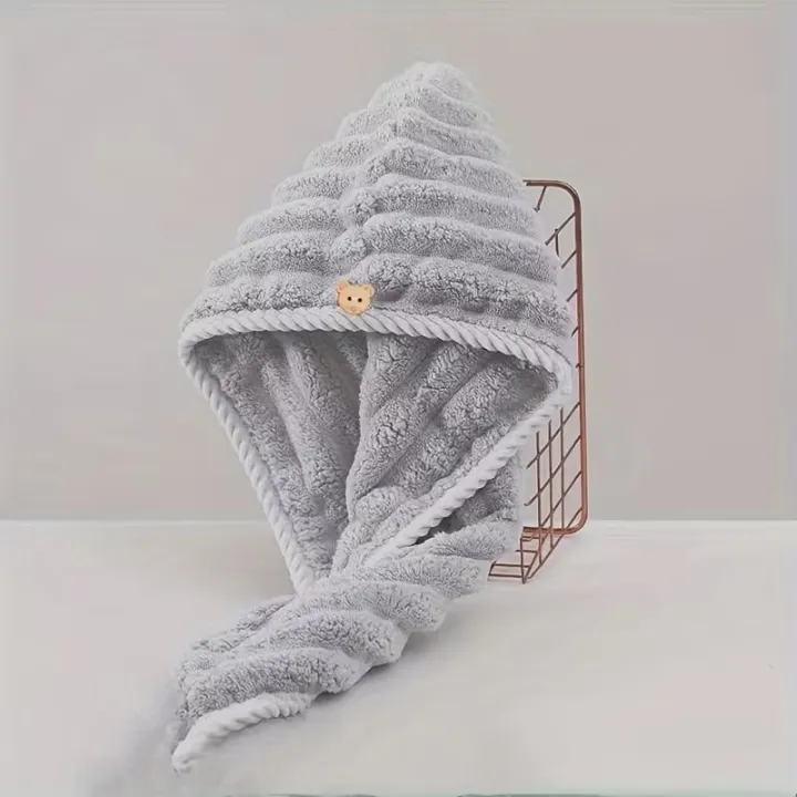 Microfiber Hair Towel Wrap for Women Quick Dry Coral Velvet Hair Cap image 5