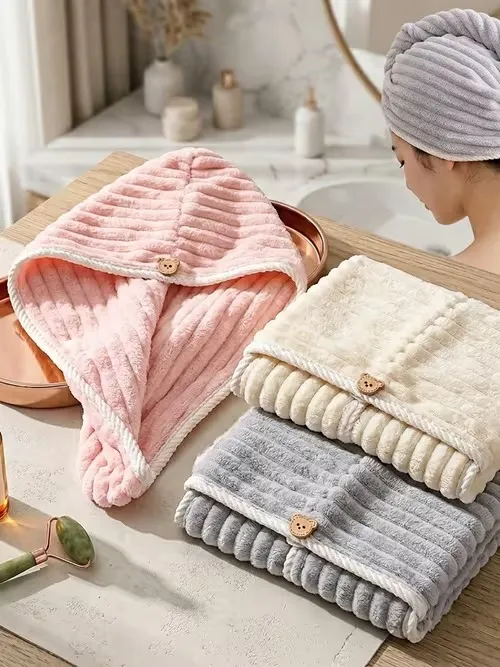 Microfiber Hair Towel Wrap for Women Quick Dry Coral Velvet Hair Cap image 6