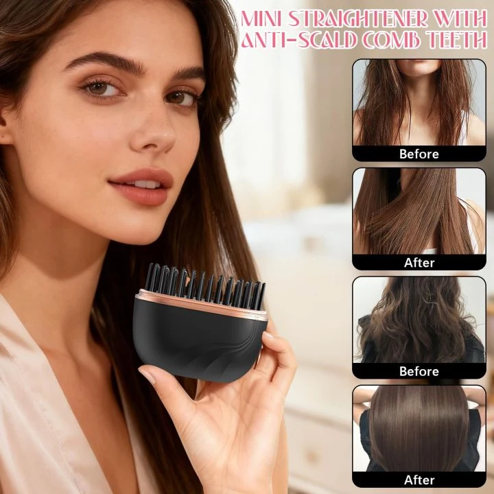 Wireless Rechargeable Hair Straightening Comb Portable Straight and Curling Comb image 2