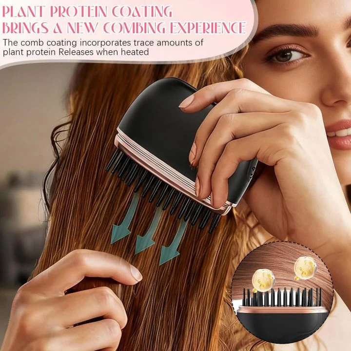 Wireless Rechargeable Hair Straightening Comb Portable Straight and Curling Comb