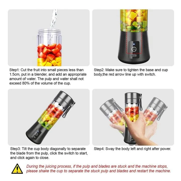 Portable USB Rechargeable Blender Cup, Six Blade Smoothie Juicer image 5